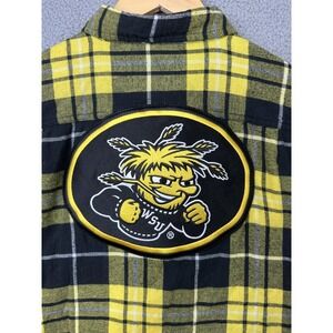 Wichita State Shockers x Angry Minnow Flannel Shirt Mens XL Yellow Black Plaid